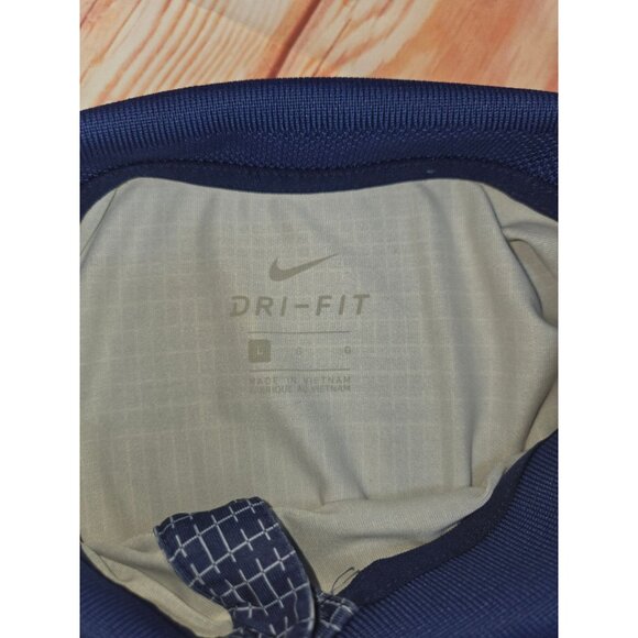 Nike Dri-Fit Mens Blue Polo Shirt Large Short Sleeve Button Collar Lightweight - Picture 5 of 7